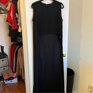 Black Cropped Blouse with Long Train